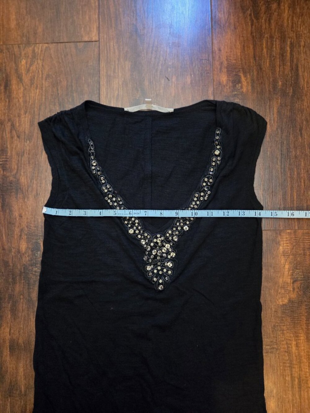 Rachel Roy Embellished V-Neck Cap Sleeve Top Black XS - Picture 5 of 7